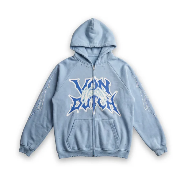 BLUEHOODIEWEBFRONT SUMMER BLUES DISTRESSED HOODIE - VD x HARDFEST