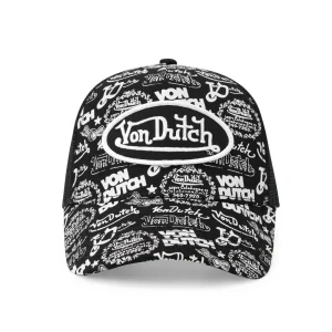 CS5A3127 Logo Stamp Trucker Hat - Black and White